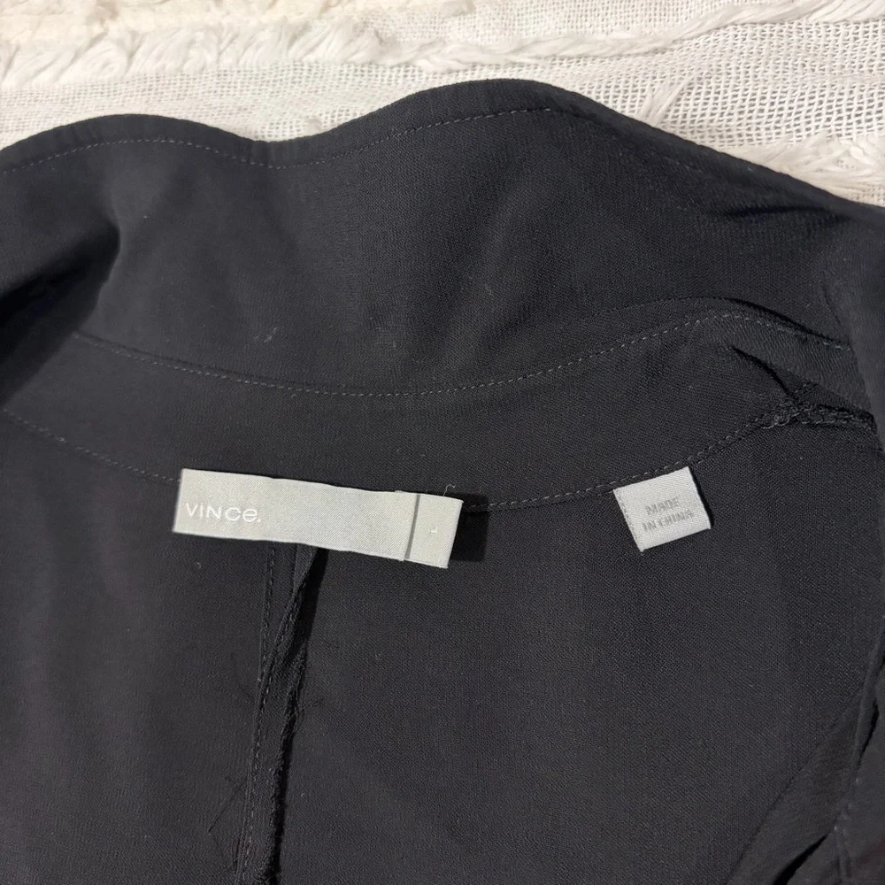 Vince Shirt Dress Black Easy Knit Oversized Split Neck Pullover Sz L Lagen Look - Picture 5 of 11